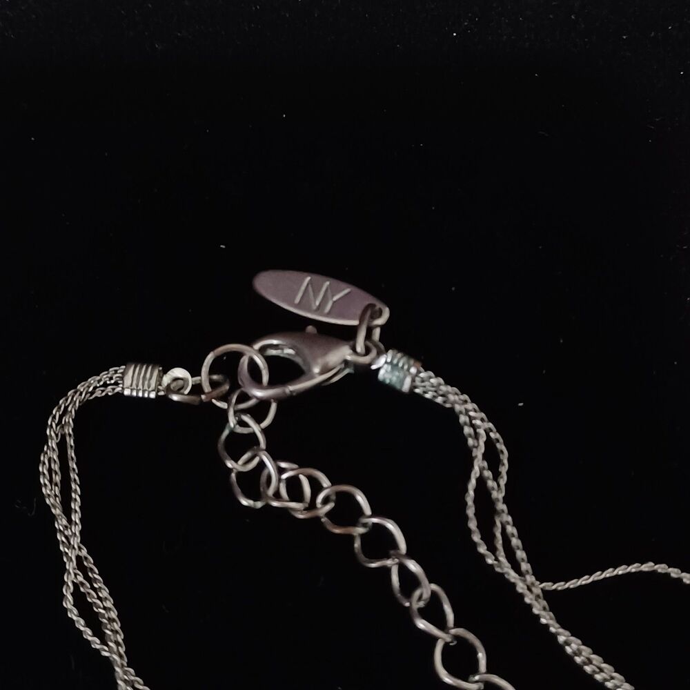 Vintage NY 3-Strand Silver-Toned Necklace with Pink-Toned Beads, 20” - Picture 2 of 2